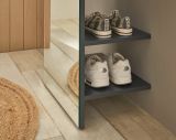 Garderobe Set 2-teilig Center in grau matt und Wotan Eiche Garderobenkombination 150 x 200 cm