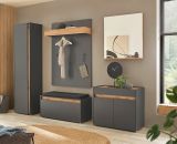 Garderobe Set 2-teilig Center in grau matt und Wotan Eiche Garderobenkombination 150 x 200 cm
