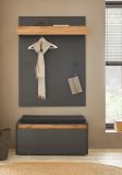 Garderobe Set 3-teilig Center in grau matt und Wotan Eiche Garderobenkombination 100 x 200 cm
