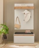 Garderobe Sitzbank Center in wei� und Wotan Eiche Garderobenbank 100 cm