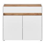 Schuhschrank Center in wei� und Wotan Eiche Flurkommode 80 x 70 cm