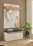 Garderobe Set 3-teilig Center in wei� und Wotan Eiche Garderobenkombination 100 x 200 cm