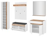 Garderobe Set 6-teilig Center in wei� und Wotan Eiche Garderobenkombination 260 x 200 cm