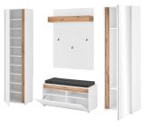 Garderobe Set 5-teilig Center in wei� und Wotan Eiche Garderobenkombination 230 x 200 cm