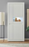 Vitrine Derby in wei� matt und Evoke Eiche Vitrinenschrank 85 x 198 cm, Soft-Close-Funktion