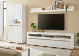 Vitrine Derby in wei� matt und Evoke Eiche Vitrinenschrank 85 x 198 cm, Soft-Close-Funktion