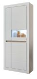 Vitrine Derby in wei� matt und Evoke Eiche Vitrinenschrank 85 x 198 cm, Soft-Close-Funktion