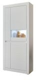 Vitrine Derby in wei� matt und Evoke Eiche Vitrinenschrank 85 x 198 cm, Soft-Close-Funktion