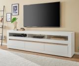 TV-Lowboard Derby in wei� matt und Evoke Eiche TV-Unterteil 217 cm, Soft-Close-Funktion