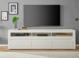 TV-Lowboard Derby in wei� matt und Evoke Eiche TV-Unterteil 217 cm, Soft-Close-Funktion