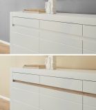 Sideboard Derby in wei� matt und Evoke Eiche Kommode 217 x 90 cm, Soft-Close-Funktion