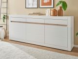 Sideboard Derby in wei� matt und Evoke Eiche Kommode 217 x 90 cm, Soft-Close-Funktion