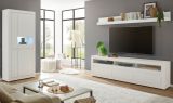 Wohnwand Derby in wei� matt und Evoke Eiche Wohnkombination 3-teilig, Soft-Close-Funktion