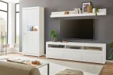Wohnwand Derby in wei� matt und Evoke Eiche Wohnkombination 3-teilig, Soft-Close-Funktion