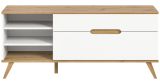 TV-Lowboard Hygge in wei� und Nox Eiche TV Unterteil skandinavisch 140 cm, Soft-Close