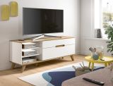 TV-Lowboard Hygge in wei� und Nox Eiche TV Unterteil skandinavisch 140 cm, Soft-Close