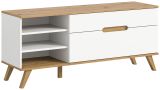 TV-Lowboard Hygge in wei� und Nox Eiche TV Unterteil skandinavisch 140 cm, Soft-Close