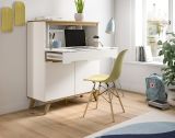 Sekret�r Hygge in wei� und Nox Eiche Schreibtisch skandinavisch 100 cm, Soft-Close