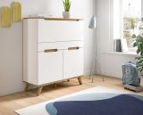 Sekret�r Hygge in wei� und Nox Eiche Schreibtisch skandinavisch 100 cm, Soft-Close