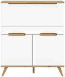 Sekret�r Hygge in wei� und Nox Eiche Schreibtisch skandinavisch 100 cm, Soft-Close