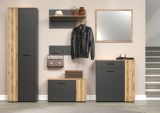 Garderobenschrank Avila in grau und Evoke Eiche Garderobe oder gro�er Schuhschrank 60 x 195 cm