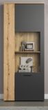 Vitrine Avila in grau und Evoke Eiche Vitrinenschrank 80 x 195 cm