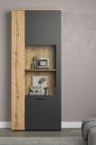 Vitrine Avila in grau und Evoke Eiche Vitrinenschrank 80 x 195 cm