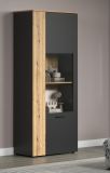 Vitrine Avila in grau und Evoke Eiche Vitrinenschrank 80 x 195 cm