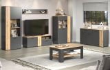 Vitrine Avila in grau und Evoke Eiche Vitrinenschrank 80 x 195 cm