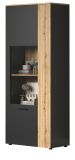 Vitrine Avila in grau und Evoke Eiche Vitrinenschrank 80 x 195 cm