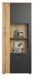 Vitrine Avila in grau und Evoke Eiche Vitrinenschrank 80 x 195 cm