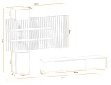 Wohnwand Laelia in Sand matt und Artisan Eiche 280 cm Schrankwand inklusive LED Beleuchtung, Push-to-Open