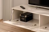 Wohnwand Madina Kaschmir / Sand und Eiche Leistenoptik, Schrankwand h�ngend 180 cm mit Push-to-Open