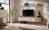 Wohnwand Madina Kaschmir / Sand und Eiche Leistenoptik, Schrankwand h�ngend 180 cm mit Push-to-Open