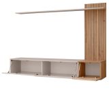 Wohnwand Madina Kaschmir / Sand und Eiche Leistenoptik, Schrankwand h�ngend 180 cm mit Push-to-Open