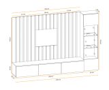 Wohnwand Pearl in schwarz und Artisan Eiche Schrankwand 220 cm inklusive LED Beleuchtung, Push-to-Open