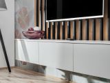 TV-Lowboard Set Pearl in grau und Artisan Eiche TV Unterteil mit Akustikpaneele 180 cm, Push-to-Open