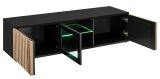 Wohnwand Morgan in schwarz und Jackson Eiche Schrankwand mit 3D-Lamellen inkl. LED