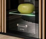 TV-Lowboard Morgan in schwarz und Jackson Eiche TV Unterteil mit 3D-Lamellen inkl. LED 163 cm