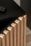 TV-Lowboard Morgan in schwarz und Jackson Eiche TV Unterteil mit Bio Ethanol Kamin 163 cm