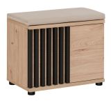 Garderobe Sitzbank Collin in Jackson Eiche und schwarz Garderobenbank mit 3-D Lamellen 60 cm