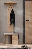 Garderobe Sitzbank Collin in Jackson Eiche und schwarz Garderobenbank mit 3-D Lamellen 60 cm
