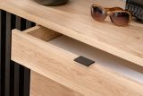 Schuhschrank Collin in Jackson Eiche und schwarz Schuhkipper mit 3-D Lamellen 90 cm