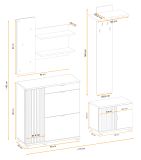 Garderobe Set 4-teilig Collin in Jackson Eiche und schwarz Garderobenkombination mit 3-D Lamellen