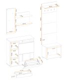 Garderobe Set 4-teilig Collin in Jackson Eiche und schwarz Garderobenkombination mit 3-D Lamellen