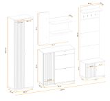 Garderobe Set 5-teilig Collin in Jackson Eiche und schwarz Garderobenkombination mit 3-D Lamellen