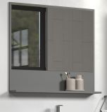 Badezimmer Spiegel Feliz in grau Badspiegel mit Ablage 80 cm