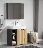 Badezimmer Spiegelschrank Feliz in grau Badschrank 3-t�rig 90 cm