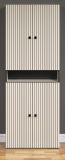 Badezimmer Hochschrank Feliz in Kaschmir Grau Leistenoptik, Badschrank 70 x 186 cm