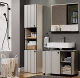 Badezimmer Spiegel Feliz in Kaschmir / Grau, Badspiegel 80 cm mit Ablage